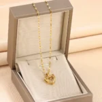 Double-layer Love Necklace With Rhinestones Titanium Steel Pendant Fashion Jewelry Woman Valentines Day Gift - Image 3