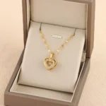 Double-layer Love Necklace With Rhinestones Titanium Steel Pendant Fashion Jewelry Woman Valentines Day Gift - Image 4