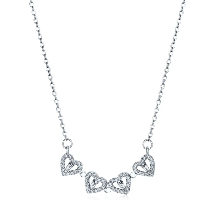 Silver Clover Hearts Necklace - Image 2